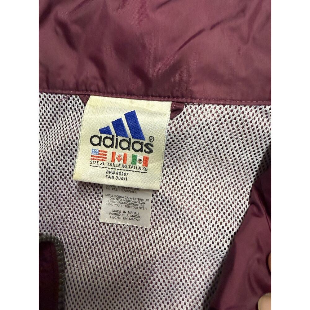 Vintage Adidas  windbreaker jacket 3 Stripes  Full Zipper Mens Size XL Purple - Picture 2 of 16